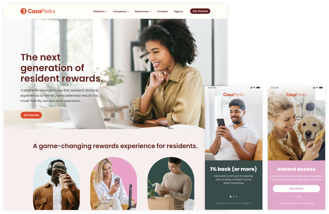 CasaPerks interface visual design deliverable CasaPerks interface visual design deliverable
